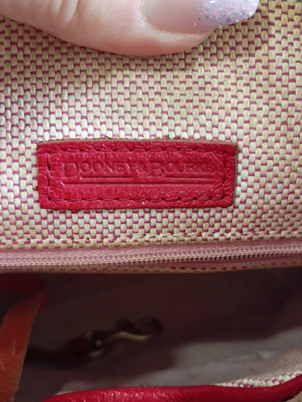 Dooney & Bourke Red Leather Crossbody with Gold Plaque And Adjustable Strap - Picture 5 of 7